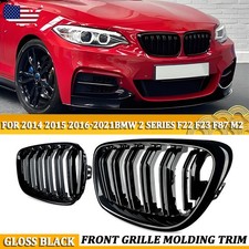 2X Gloss Black Front Kidney Grill For BMW 2 Series F22 F23 M235i F24 2014-2021 picture