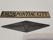 Vintage Pontiac Car Dealer Emblems Badges; King Pontiac City, Cherney Ansonia picture