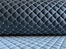 Leatherette Fabric Foam Quilted BLACK AND GRAY Car Seat Upholstery picture