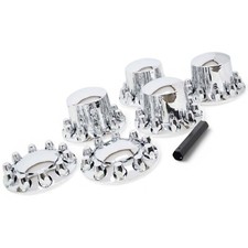 Chrome Wheel Hub Cover Semi Truck Kit Axle Cover 33mm Lug Front & Rear Complete picture