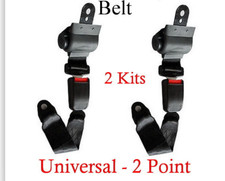 (2 Kits ) Universal Strap Retractable Car Trucks Seat Belt Black 2 Point picture