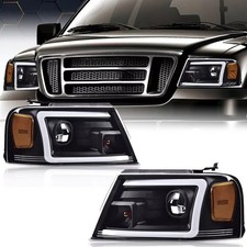 Fit 2004-2008 Ford F150 LED Headlights Assembly Black Housing DRL Projector Lamp picture