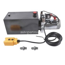 New 10 Quart 2.5 Gal Hydraulic Pump Double Acting Dump Trailer Power Unit DC 12V picture