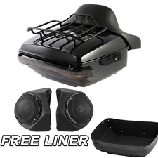 Black King Pack Trunk Rack Light Speakers Fit For Harley CVO Touring Glide 14-26 picture