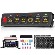 6 Gang Slim Switch Panel 12V LED Light Bar Relay Circuit Control Box Marine Boat picture