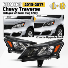 Upgrade Halogen Headlights For 2013-2017 Chevy Traverse Black Left+Right Pair picture