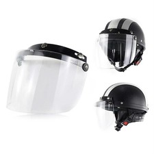 Universal Motorcycle Helmet Visor Shield 3 Snap Anti Fog Flip Up Open Face Lens picture