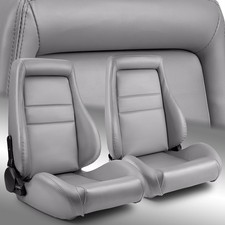 Universal 1 Pair Grey OBS Style Seats Reclinable PVC Leather Car Seats picture