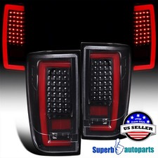 Fits 2004-2015 Nisan Titan LED Tube Shiny Black Tail Lights Lamps picture