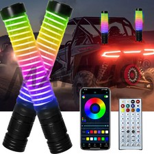 Pair 1ft LED Fat Whip Lights RGB COB Antenna Chase w/Remote APP for ATV UTV RZR picture
