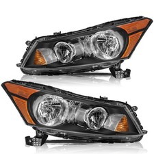 For 2008 2009 2011 2012 Honda Accord Sedan Black Headlights Amber Corner Pair picture