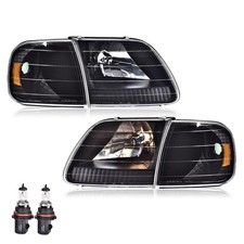 For 97-03 Ford F150 1997-2002 1998 1999 Expedition Black Headlights&Corner Light picture