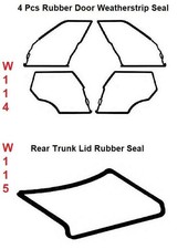 Mercedes Benz W114 W115 - Door + Trunk Rubber Weatherstrip Seal Set 5 Pieces picture