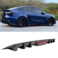 Carbon Rear Diffuser Bumper Extension w/ Optional Brake Light For Tesla Model Y picture
