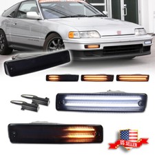 For 1990-1991 Honda CR-X / CRX Switchback LED Front Bumper Signal Lights Smoked picture