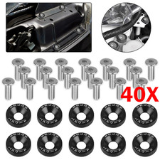 40pc JDM Billet Aluminum Fender Bumper Washer Bolt Engine Bay Dress Up Kit Black picture