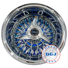 DGJ 13x7 Rev 72 CL Diamond & Candy Blue Spokes, Nip & HR Lowrider Wire Wheels picture