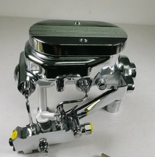 Chrome 1-1/8 Bore Master Cylinder Finned Disc Disc Proportioning Valve Brake Kit picture