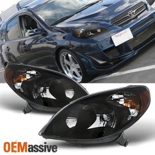 Fits 2003-2008 Toyota Matrix Amber Black Bezel Headlights Headlamps Replacement picture