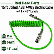 Red Head Truck Parts 15 ft Coiled ABS 7-Way Electric Cable w/ 1 x 48” Leads picture