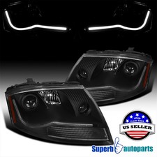 Fits 1999-2006 Audi TT Projector Headlights Head Lamps Black LED Strip Bar 99-06 picture