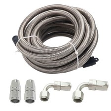 10AN/8AN/6AN Fitting Stainless Steel Braided Oil Fuel Hose Line Kit 5Feet Silver picture