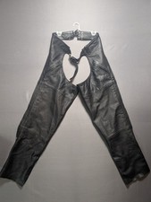 FMC by First Manufacturing Co. Biker Chaps Men's L Black Leather Adjustable Belt picture