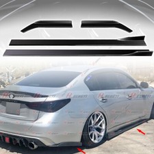 For 14-17 18-22 INFINITI Q50 Side Skirts + Rear Side Splitter Lip Gloss Black picture