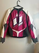 ICON Overlord Sweet Dreams Women’s L Motorcycle Jacket D3O Armor Pink White picture