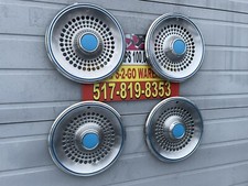 Airstream 15” Set 4 Hubcaps Full Wheel covers Used 1960-79 Blue AccentStainless picture