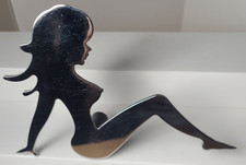 Vintage BAR-JAN Girl Woman Chrome Naked MUDFLAP Silhouette Emblem 6