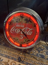 17” Drink Coca-Cola 5 Cent Coke Sign Neon Light Retro Vintage Style Clock picture