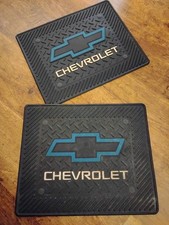 2 Vintage Chevrolet Rubber Floor Mat - Blue Bowtie - 16.5” X 13.5” USED Rear Set picture