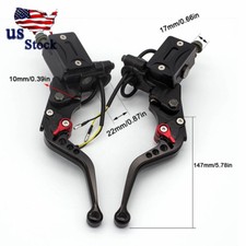 CNC Motorcycle 7/8'' 22MM Black Clutch Brake Levers Master Cylinder Reservoir picture