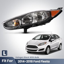 For 2014-2018 Ford Fiesta Halogen Headlight With Bulb Black Bezel Left Driver picture