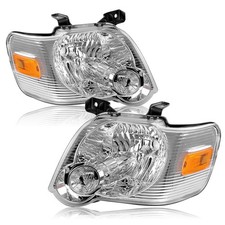 For 2006-2010 Ford Explorer Chrome Housing Halogen Headlights Lamps Pair 06-10 picture