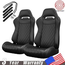 For Suzuki 2pcs Reclinable Racing Seats Carbon Look Leather Left/Right + Sliders picture