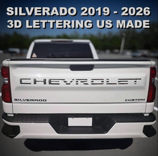 3D Blackout Flag Gloss Acrylic Tailgate Letters Chevy Silverado 19-2026 Inserts picture
