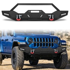Front Bumper For 2007-2026 Jeep Wrangler JK JL JT W/LED Light D-ring Winch Plate picture