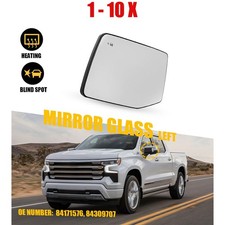1-10X Clear Driver Side Heated Tow Mirror Glass Fit 2019-24 Chevy SILVERADO 1500 picture