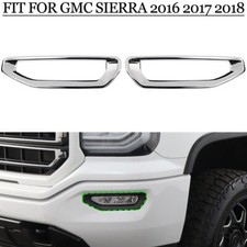2pcs Chrome Front Bumper Fog Light Lamp Cover Trim Fit for GMC Sierra 2016-2018 picture