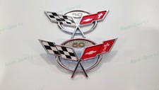 2PC Chrome Front Rear 50Th Anniversary Cross Flags Emblems 1997-2004 C5 picture