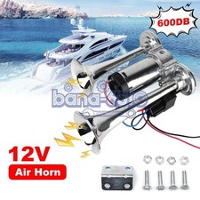 Super Loud Train Electric Air Horn 600DB Dual Trumpets Car Truck Boat RV Speaker picture