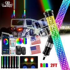 Pair Upgraded Laser 2FT Fat Whip Lights LED Spiral Chasing Lighted For Can-Am X3 picture