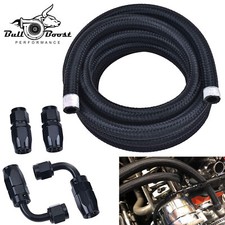 10AN/8AN/6AN Fitting Stainless Steel Braided Oil Fuel Hose Line Kit 5Feet Black picture