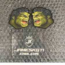 Hulk Head Badges Red Eye 3M Adhesive Pair picture