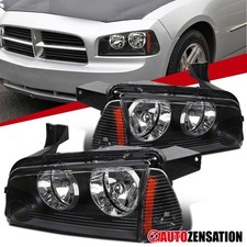 Fit 2006-2010 Dodge Charger Black Headlights+Corner Signal Parking Lamps 06-10 picture