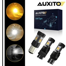 2X 1157 LED White/Amber DRL Switchback Turn Signal Indicator Parking Light Bulbs picture