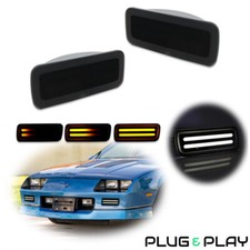 For 1985-1992 Chevrolet Chevy Camaro Dynamic Amber&White LED Signal Lights Smoke picture