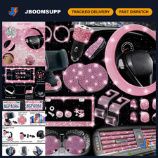 27-Piece Bling Car Accessories Set - Universal Steering Wheel Covers, Phone Hold picture